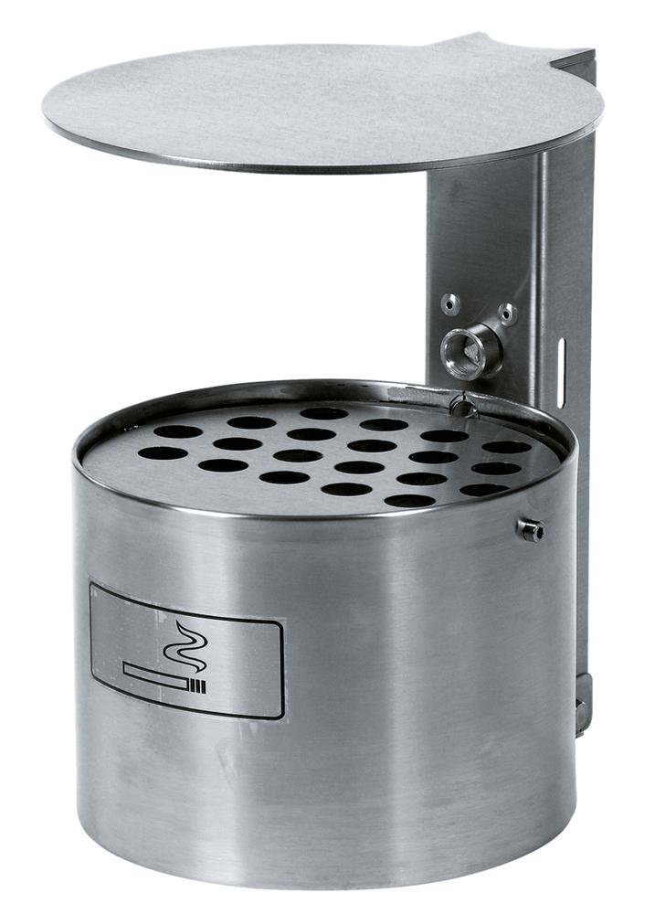 Ronde asbak voor buiten | edelstaal, mat | Rond, 4 liter | met regenhoes