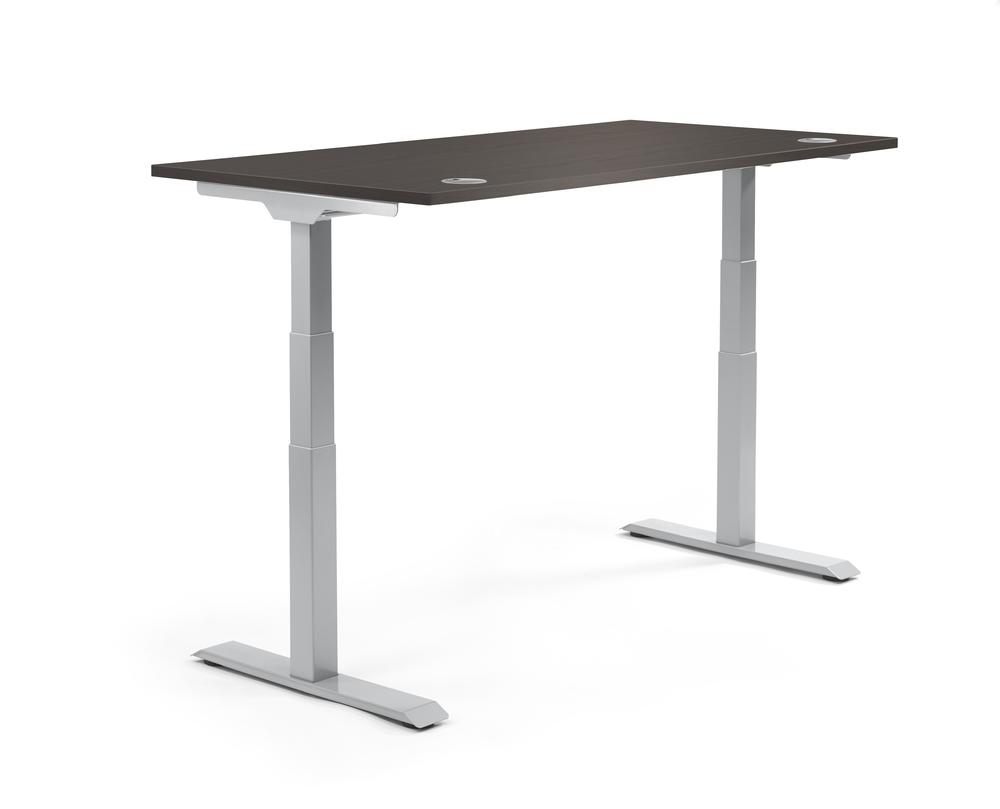 Hoogteverstelbare bureau FLEX MODUL | eik donker | 2000 | aluzilver