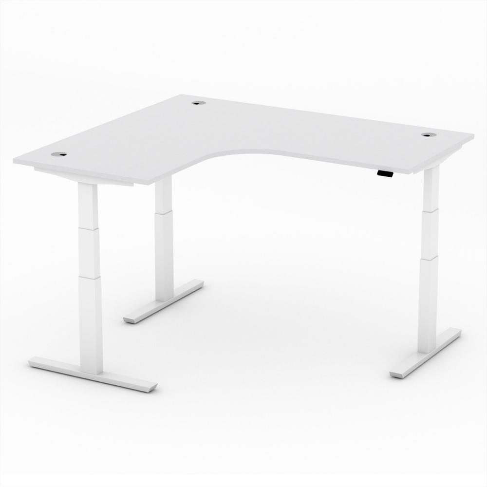 XXL-zit-/stabureautafel jumbo PROFI MODUL | lichtgrijs | wit | hoekbureau linkszijdig