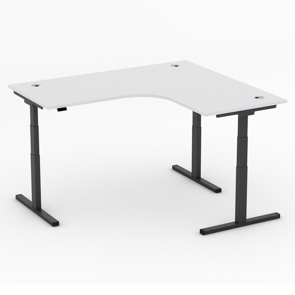 Verstelbare hoektafel XXL MULTI MODUL-PRO | lichtgrijs | zwart | hoekbureau rechtszijdig