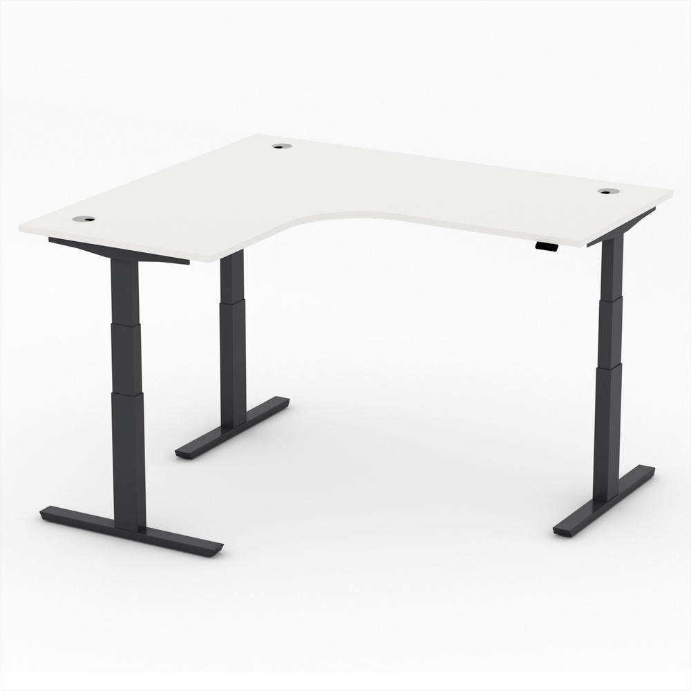 XXL-zit-/stabureautafel jumbo PROFI MODUL | wit | zwart | hoekbureau linkszijdig