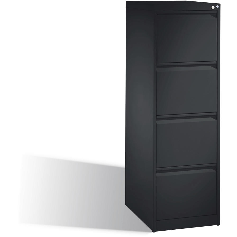 Metalen hangmappenkast | antraciet RAL 7021 | enkelbanig | 4 lades