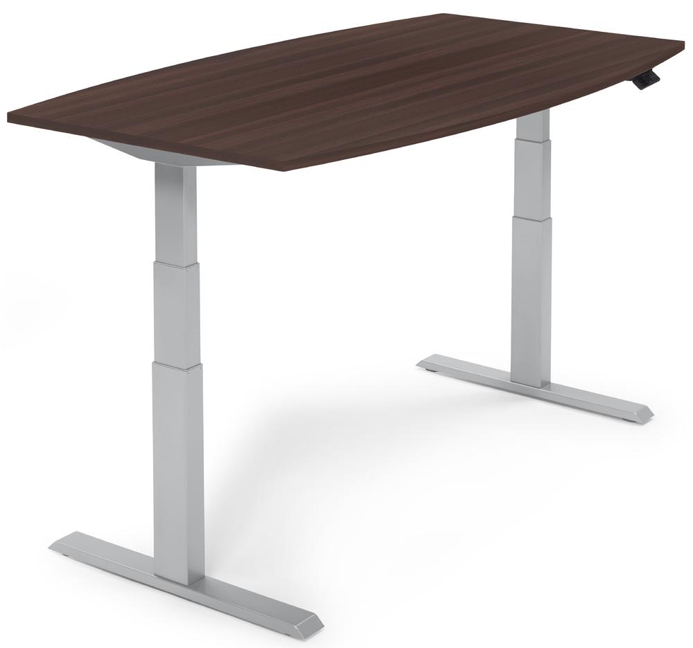 Zit-/stavergadertafel, in de hoogte verstelbaar | nootdecor donker | 1800 | aluzilver | 640-1300