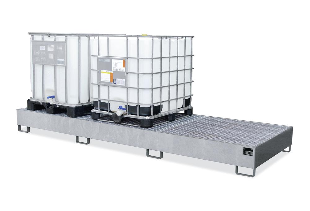 Opvangbak, met rooster voor IBC | vuurrood RAL 3000 | 3850 | 1300