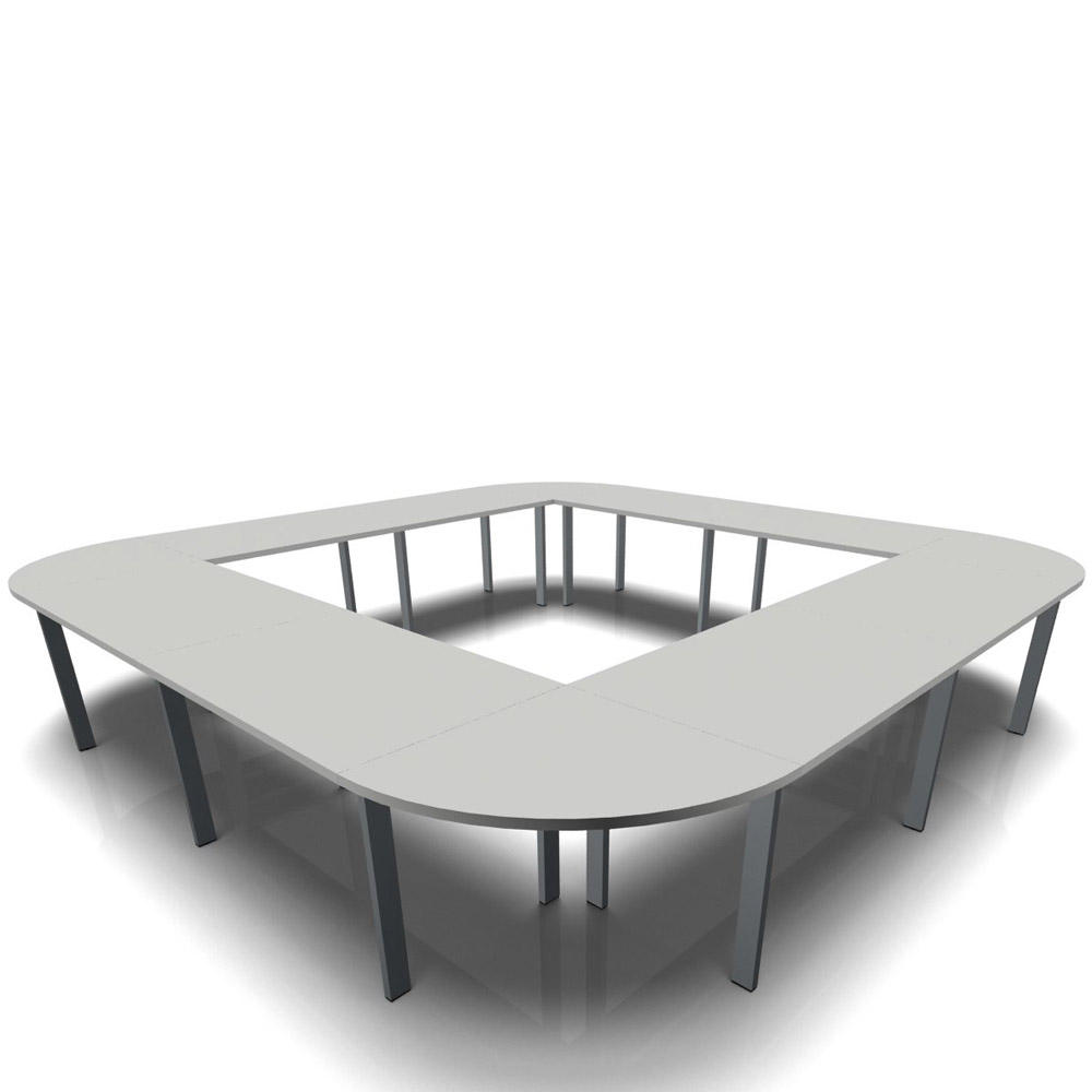 Conferentietafel DELTA-ORBIS | lichtgrijs | 4800 | vierkant, 20 zitplaatsen | donkergrijs RAL 7012