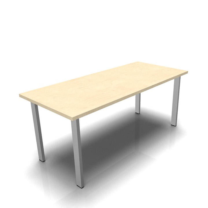 Conferentietafel DELTA-ORBIS | esdoorndecor | 1600 | rechthoekig, 4 zitplaatsen | aluzilver RAL 9006