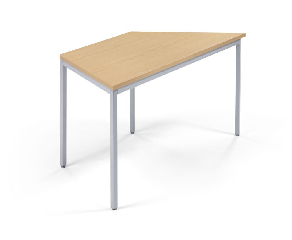Vergader- en conferentietafel MODUL | beukdecor | 1600 | 690 | aluzilver RAL 9006 | trapezium
