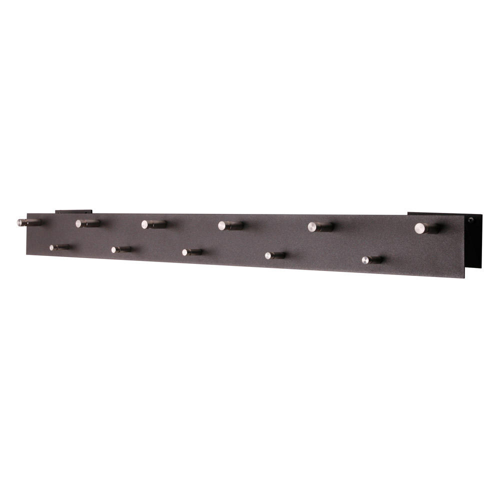 Wandgarderobe met 11 ronde haken zilver metallic | zilver | haken verzet | 11