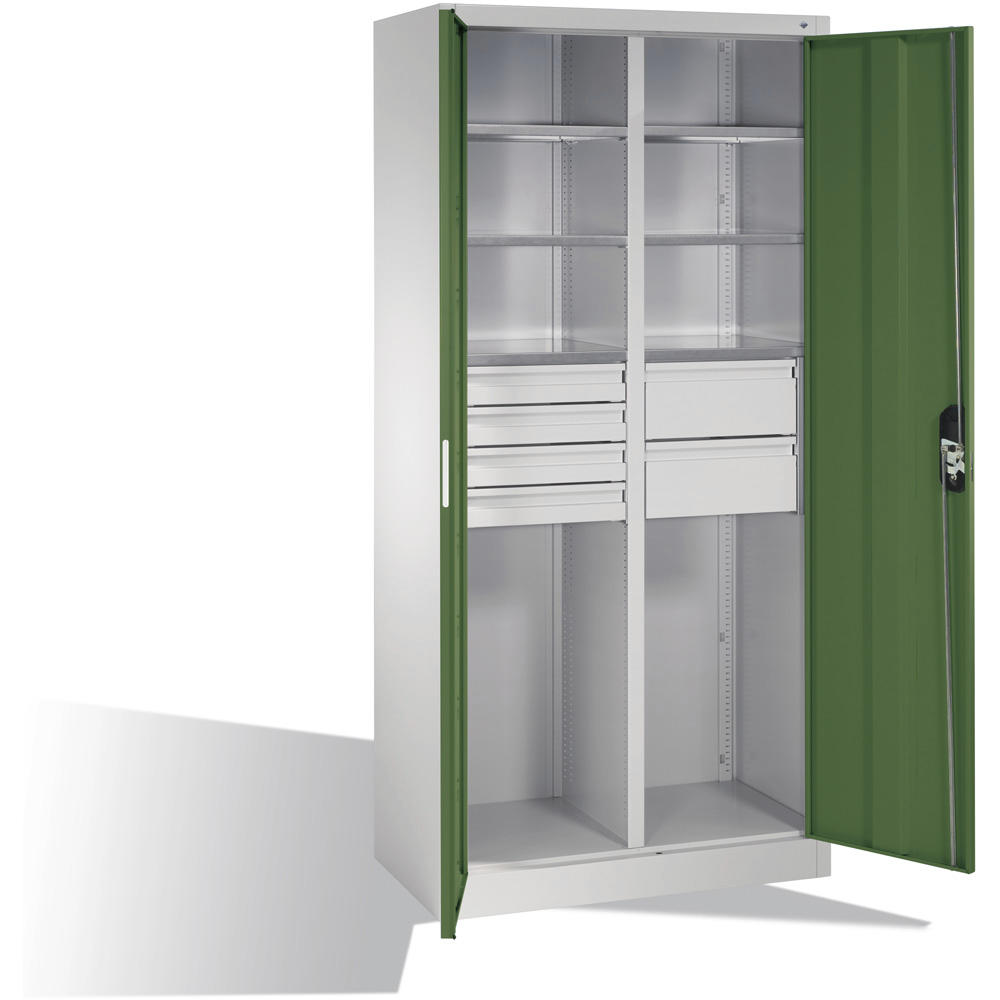 Stalen draaideurkast SYSTEM ERGO-LOCK | resedagroen RAL 6011 | 930 | Model 4