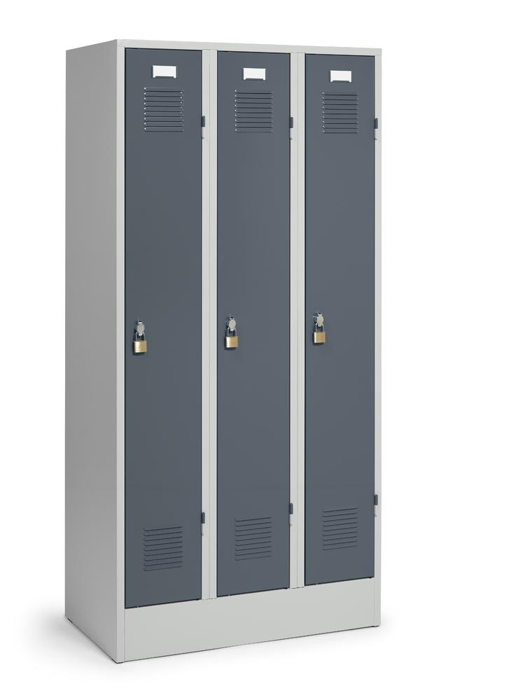 Metalen garderobekast Delta PROTECT | blauwgrijs RAL 7031 | 300 | haak- en oogslot