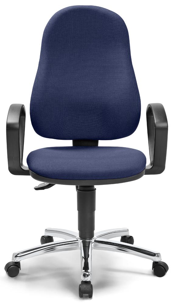 Bureaustoel COMFORT P incl. vaste armleggers | blauw | verchroomd | vaste armleggers