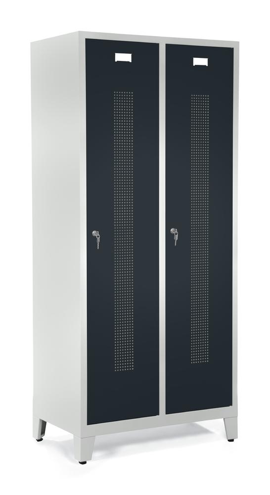 Garderobekasten SYSTEEM SP1 met poten | antraciet RAL 7021 | met poeten | 400 | cilinderslot