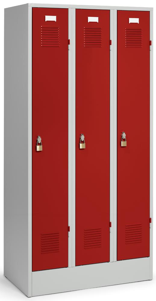 Metalen garderobekast Delta PROTECT | vuurrood RAL 3000 | 300 | haak- en oogslot