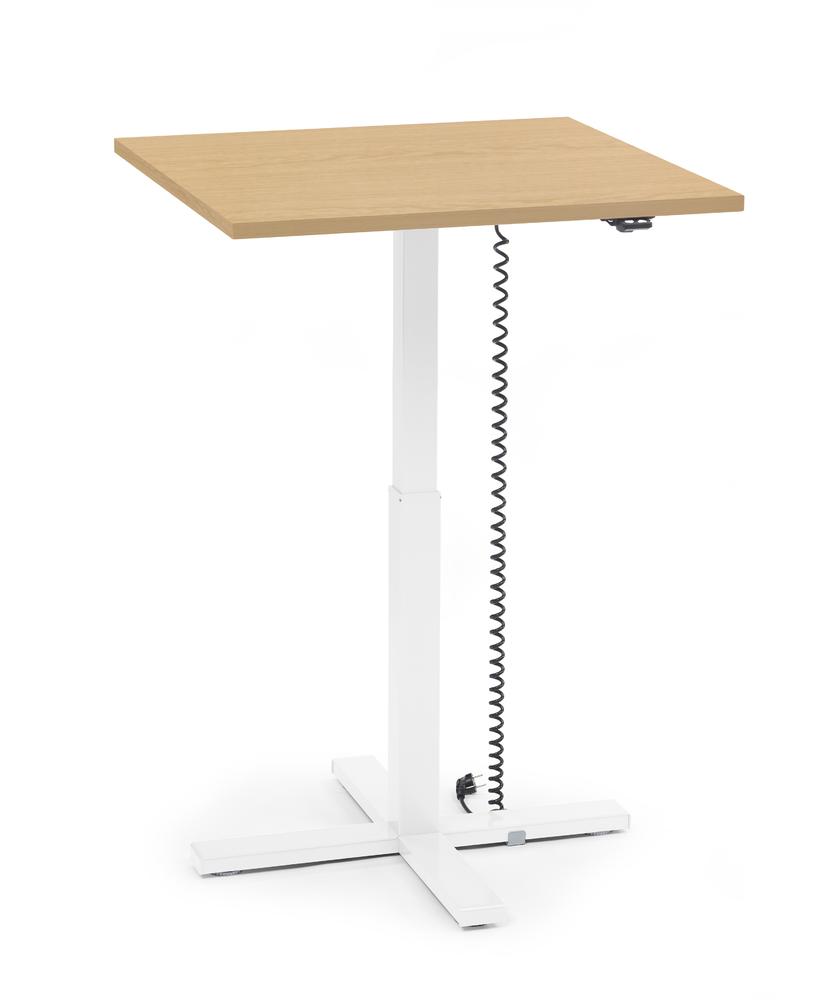 Verstelbaar bureau MODUL monozuil | beukdecor | bladvorm vierkant, B 800 x D 800 | wit