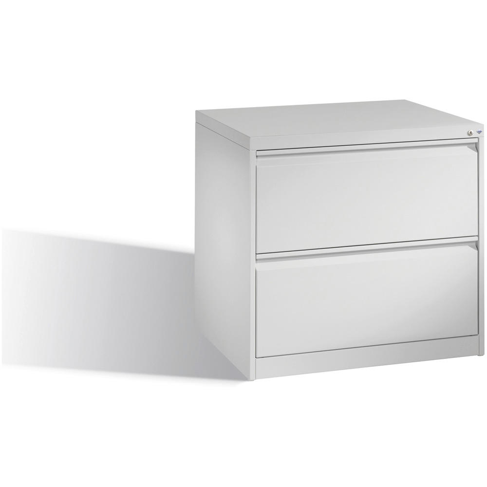 Metalen hangmappenkast | lichtgrijs RAL 7035 | dubbelbanig | 2 lades