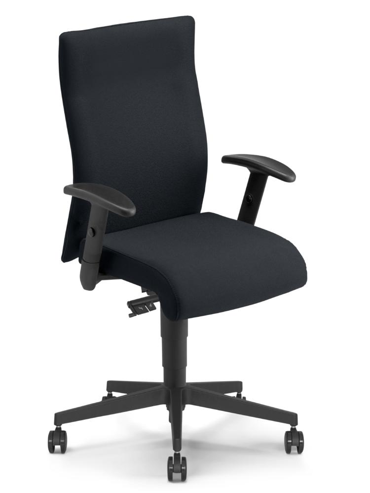 Bureaustoel DV 35 met armleggers, kruisvoet zwart | zwart | zwart | verstelbare armleggers