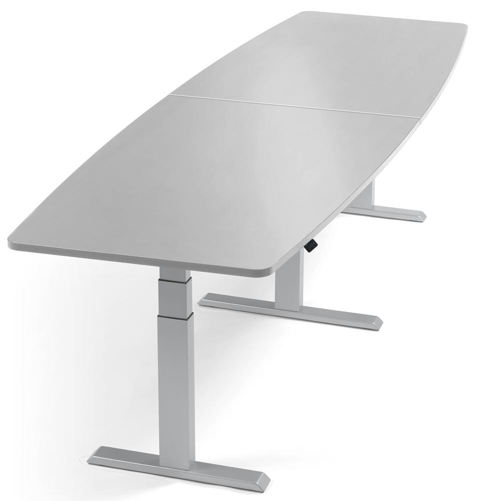 XXL zit-/sta vergadertafel, hoogteverstelbaar | lichtgrijs | 3200