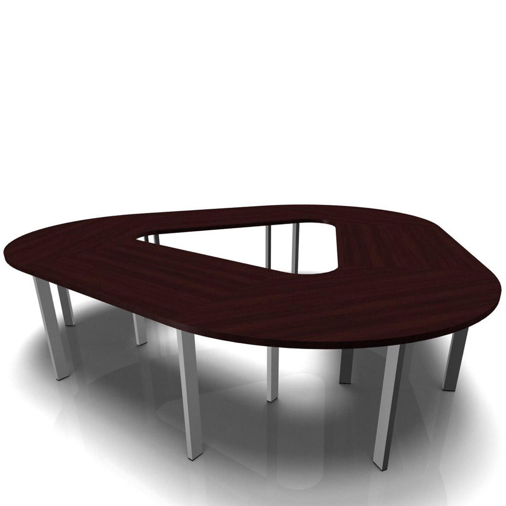Conferentietafel DELTA-ORBIS | wenge | 3285 | driehoekig, 12 zitplaatsen | aluzilver RAL 9006