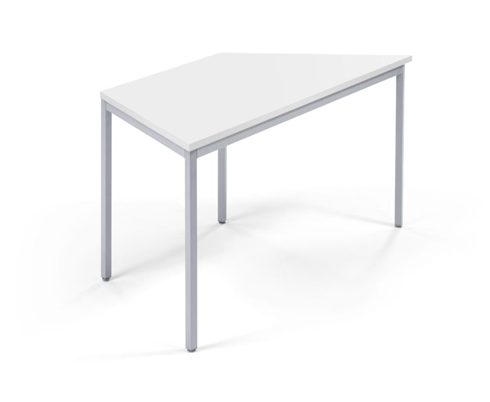 Vergader- en conferentietafel MODUL | wit | 1600 | 690 | aluzilver RAL 9006 | trapezium