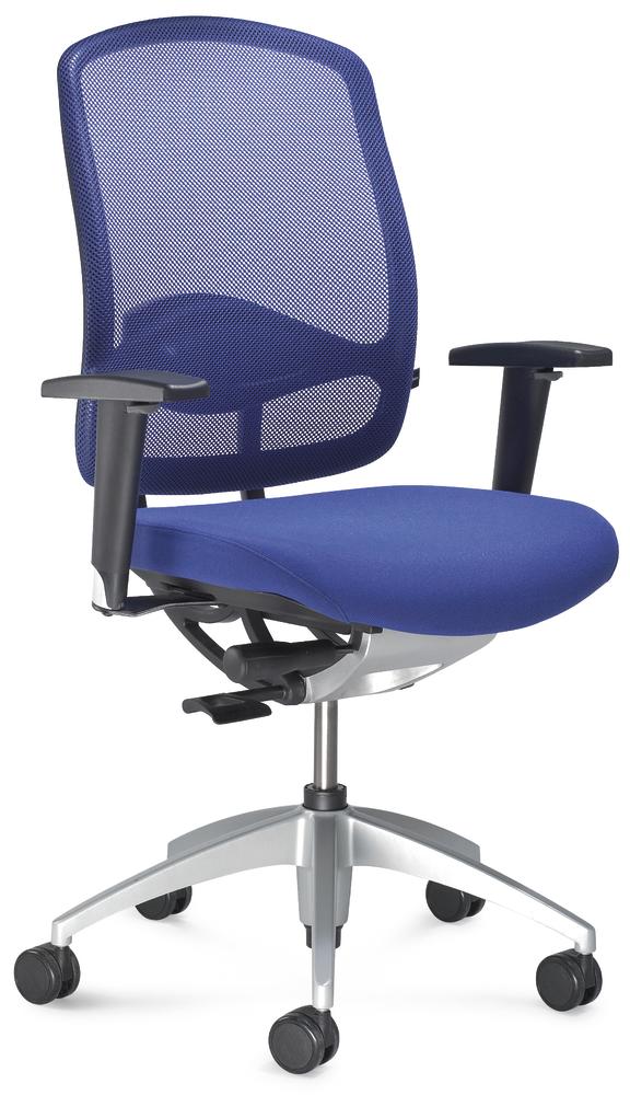 Bureaustoel MATTEGO met armleggers | blauw/blauw | aluzilver | zonder hoofdsteun | verstelbare armleggers
