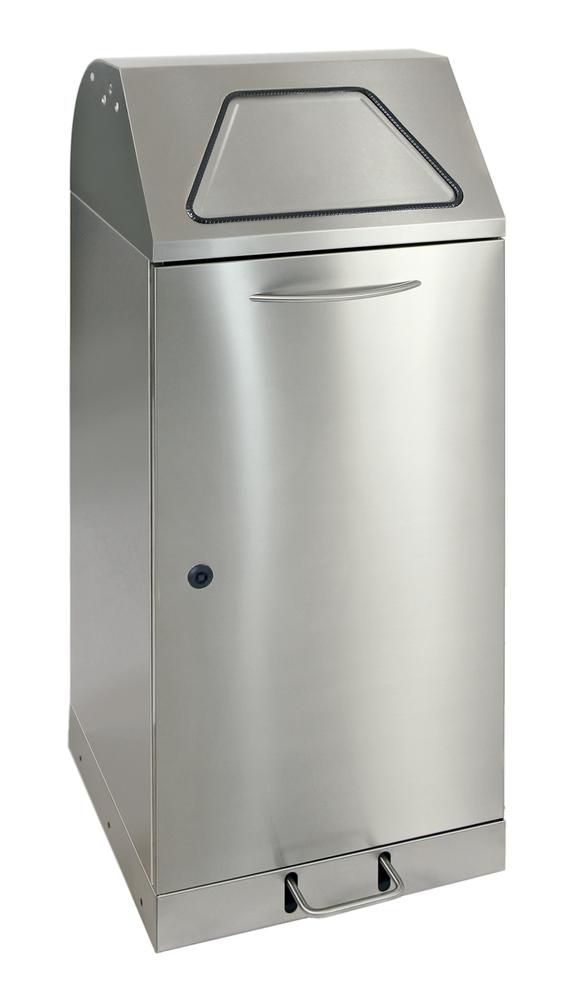 Afvalscheidingsbak serie Flexx, met inzetbak | edelstaal | met binnencontainer | klep met voetbedining | 120,00