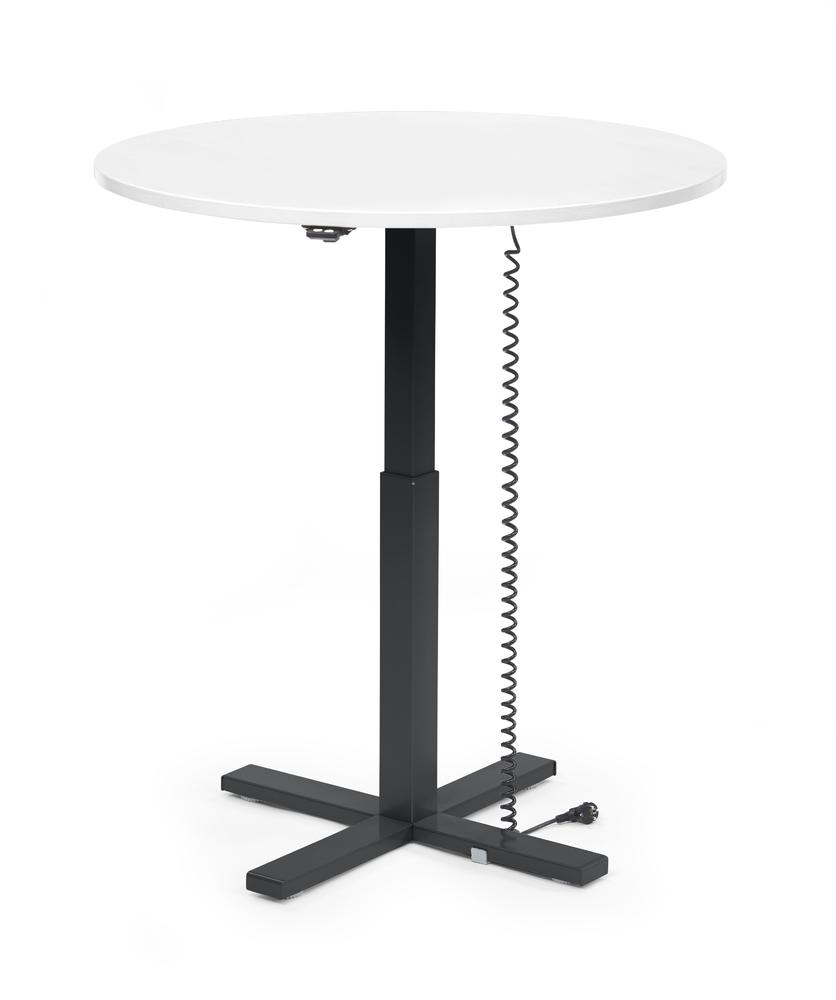 Verstelbaar bureau MODUL monozuil | wit | bladvorm rond, ø 1000 | zwart