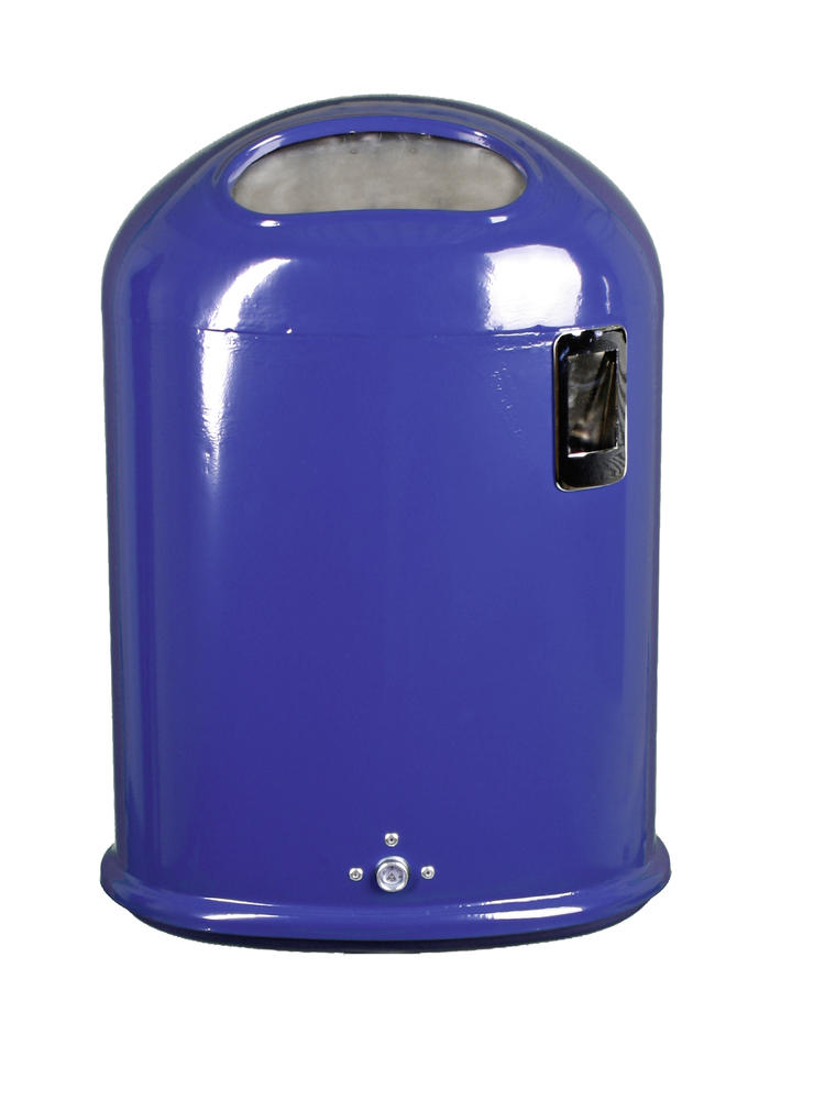 Ovale afvalbak | kobaltblauw RAL 5013 | Met asbak | Push-klep