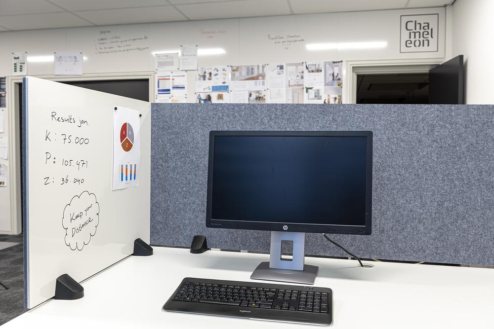 Bureauscheidingswand whiteboard/vilt | 750
