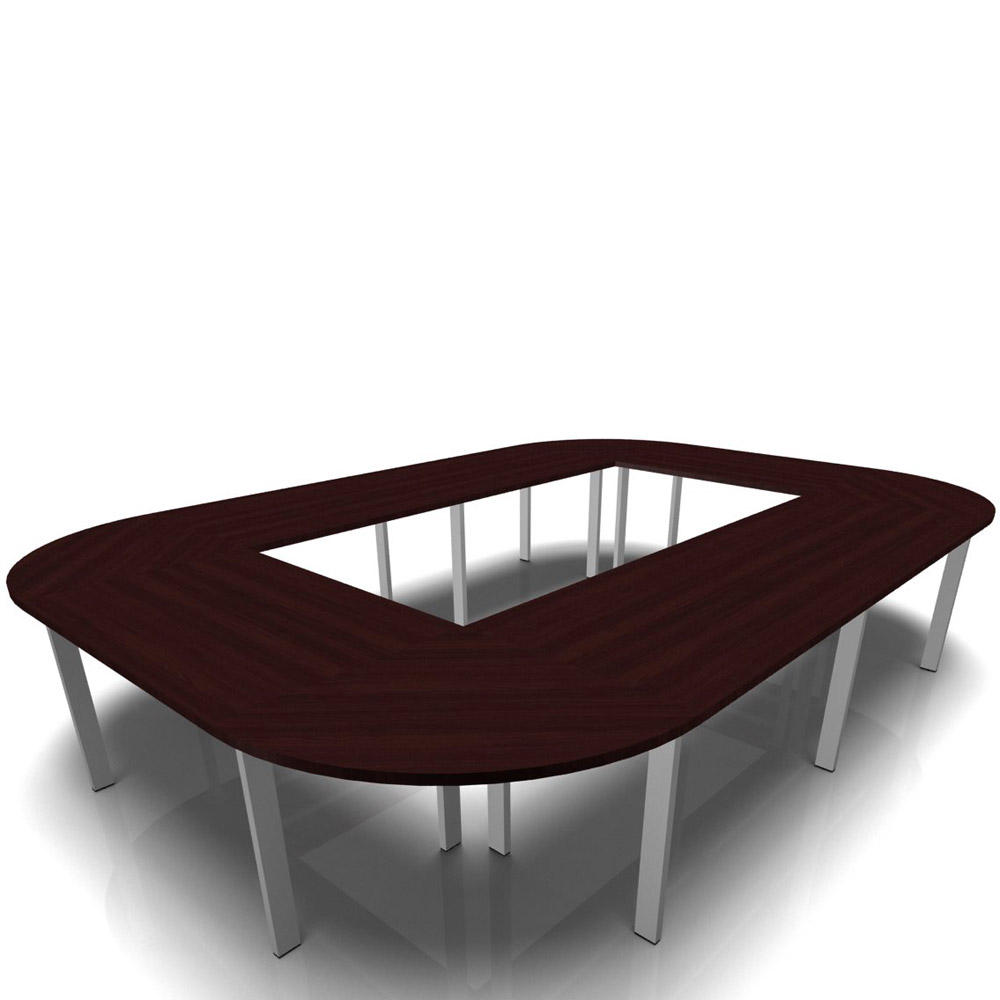 Conferentietafel DELTA-ORBIS | wenge | 4800 | rechthoekig, 16 zitplaatsen | aluzilver RAL 9006