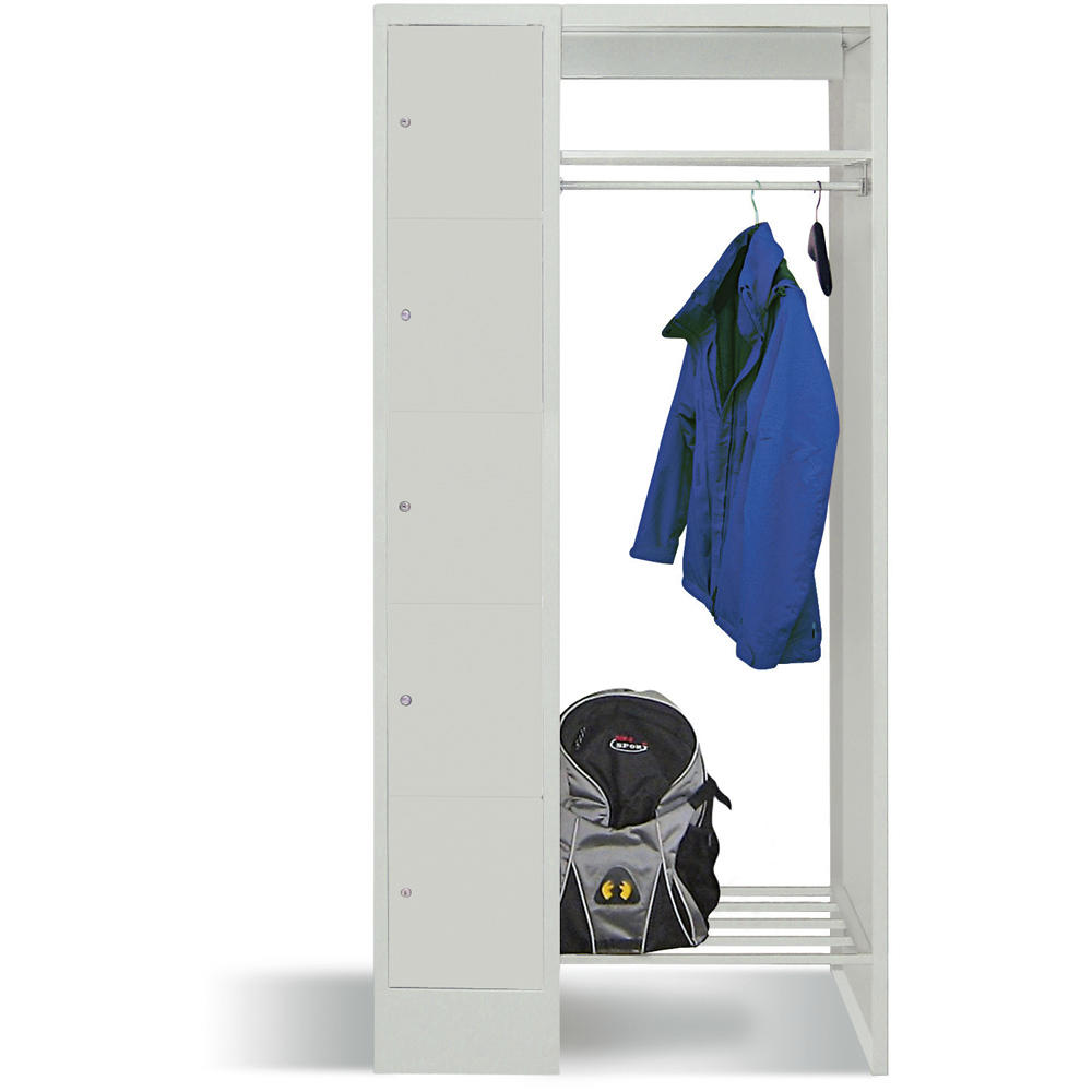 Garderobe met lockerkasten BASIC | lichtgrijs RAL 7035 | 300 | 1 | 5
