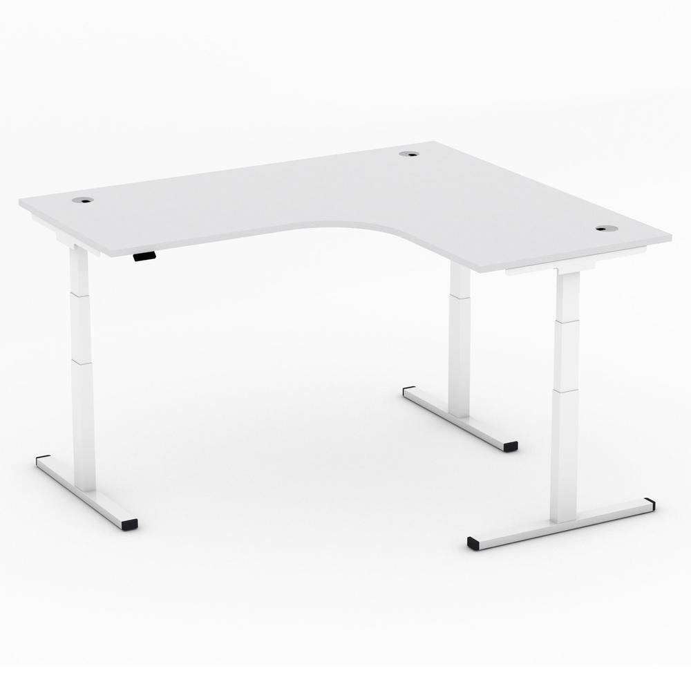 Verstelbare hoektafel XXL MULTI MODUL-PRO | lichtgrijs | wit | hoekbureau rechtszijdig