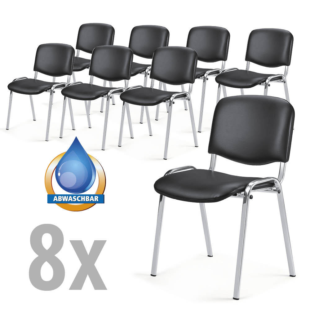 8 bezoekersstoelen ISO in SET - kunstleder
