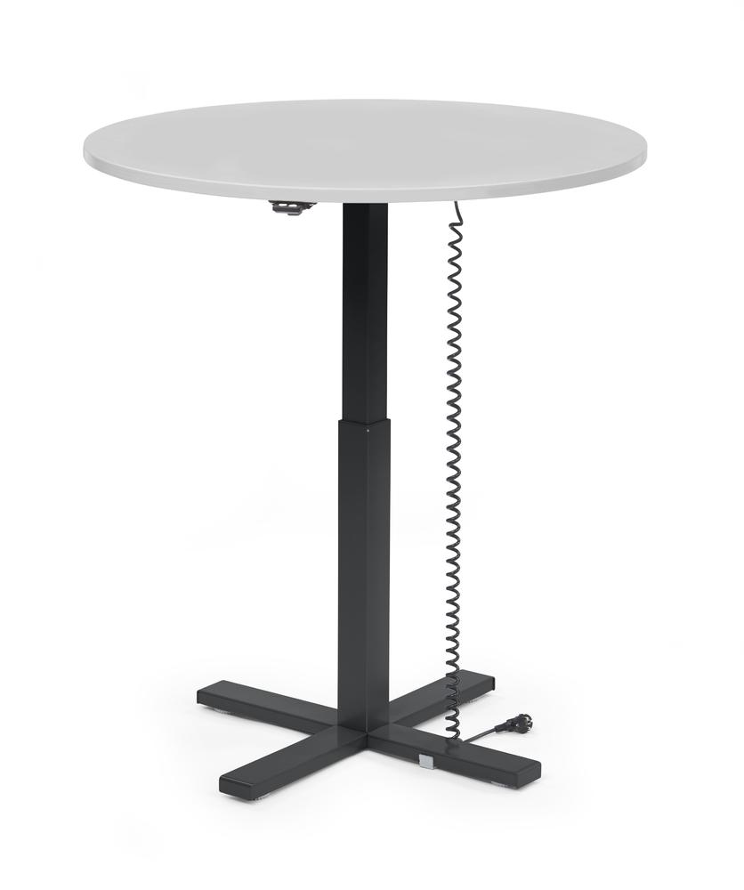 Verstelbaar bureau MODUL monozuil | lichtgrijs | bladvorm rond, ø 1000 | zwart