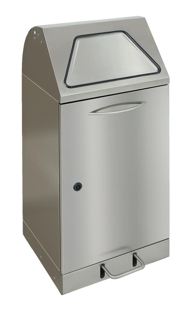 Afvalscheidingsbak serie Flexx, met inzetbak | edelstaal | met binnencontainer | klep met voetbedining | 60,00