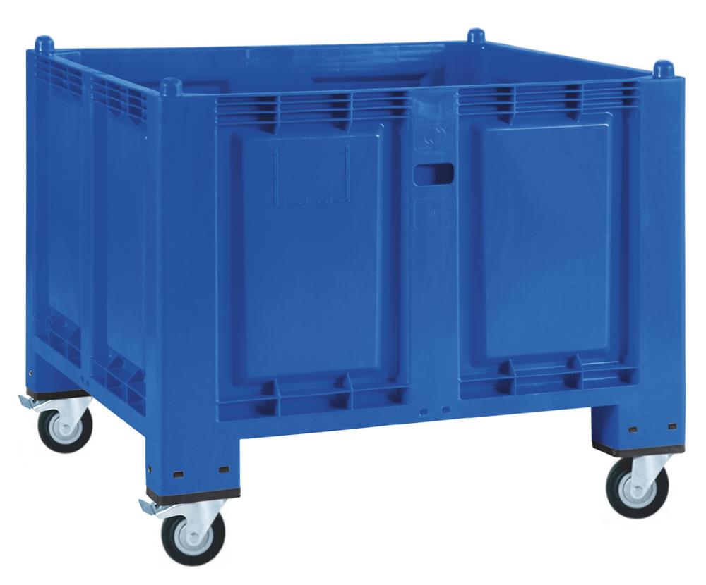 Transportbak, groot | blauw | 4 zwenkwielen, bodem en wanden gesloten