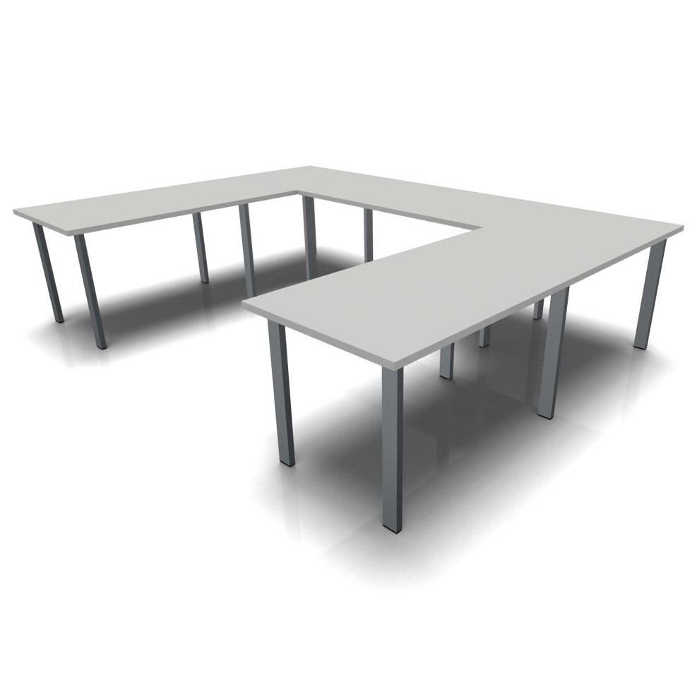 Conferentietafel DELTA-ORBIS | lichtgrijs | 3200 | U-vorm hoekig, 12 zitplaatsen | donkergrijs RAL 7012