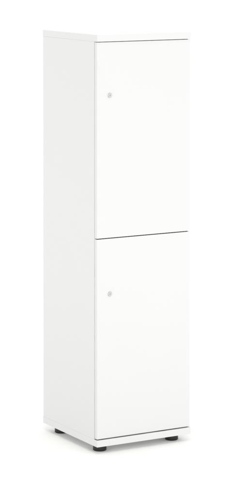 Schließfachschrank OFFICE-LINE, 4 Fächer, 2 Türen | wit | Melamin | ohne Posteinwurf | wit | mechanisch cijfer-/combinatieslot