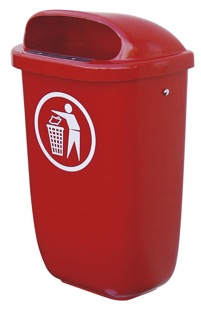 Afvalbak in SET met paal | rood | Bak met paal