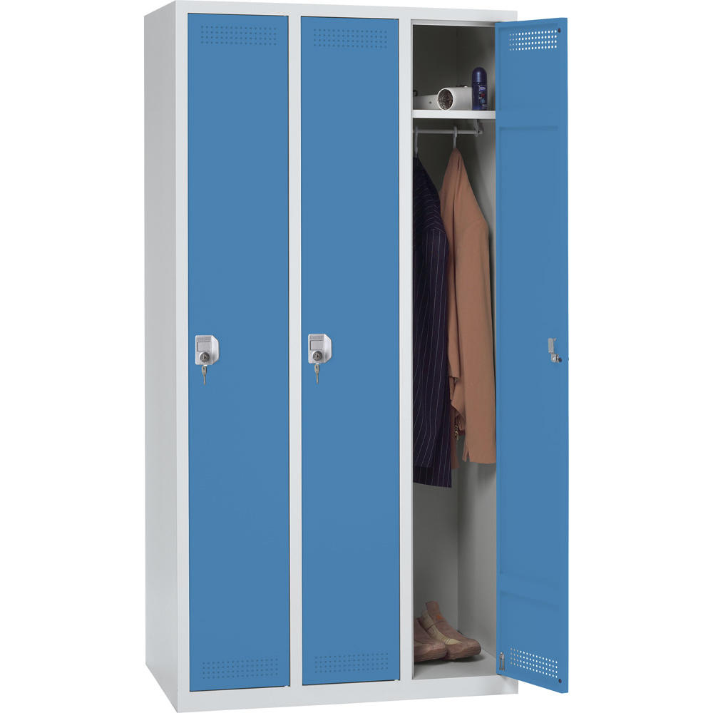 Metalen garderobekast SP PROFI SYSTEM | lichtblauw RAL 5012 | vloerstaand | 300 | cilinderslot