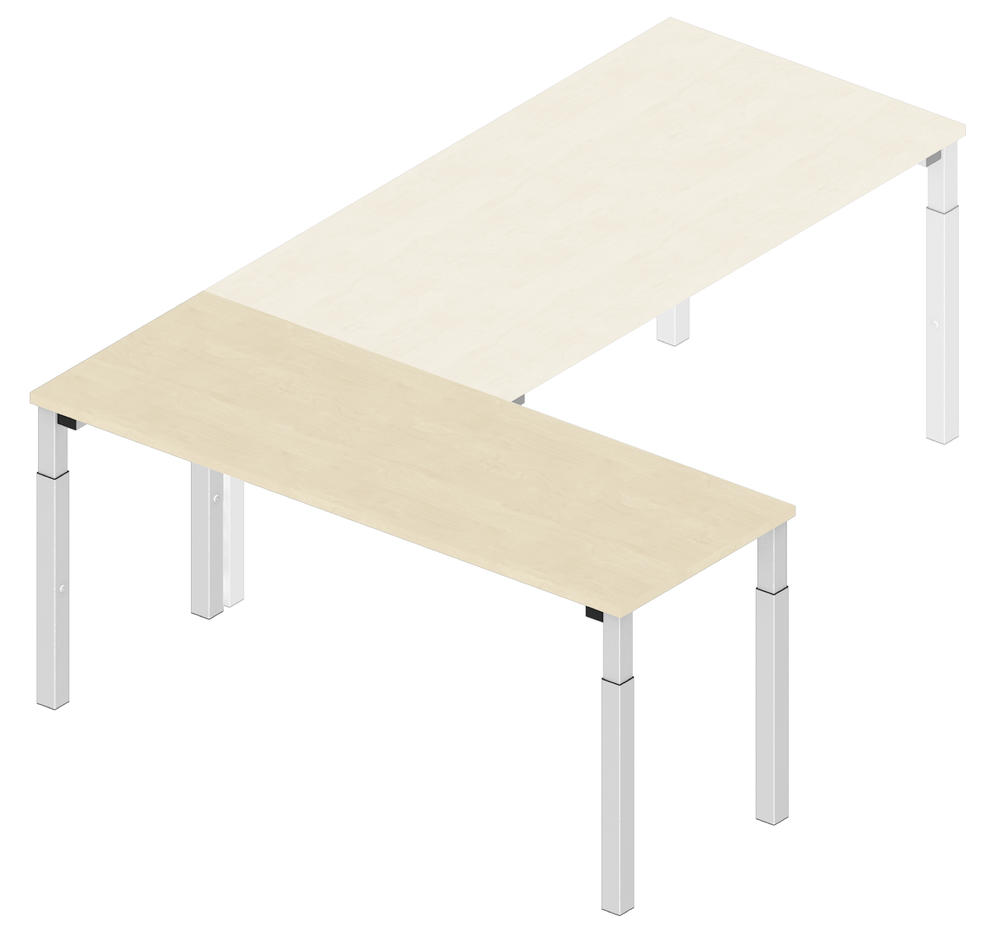Aanbouwbladen 1600 voor 4-poot PROFI MODUL | esdoorndecor | aluzilver RAL 9006
