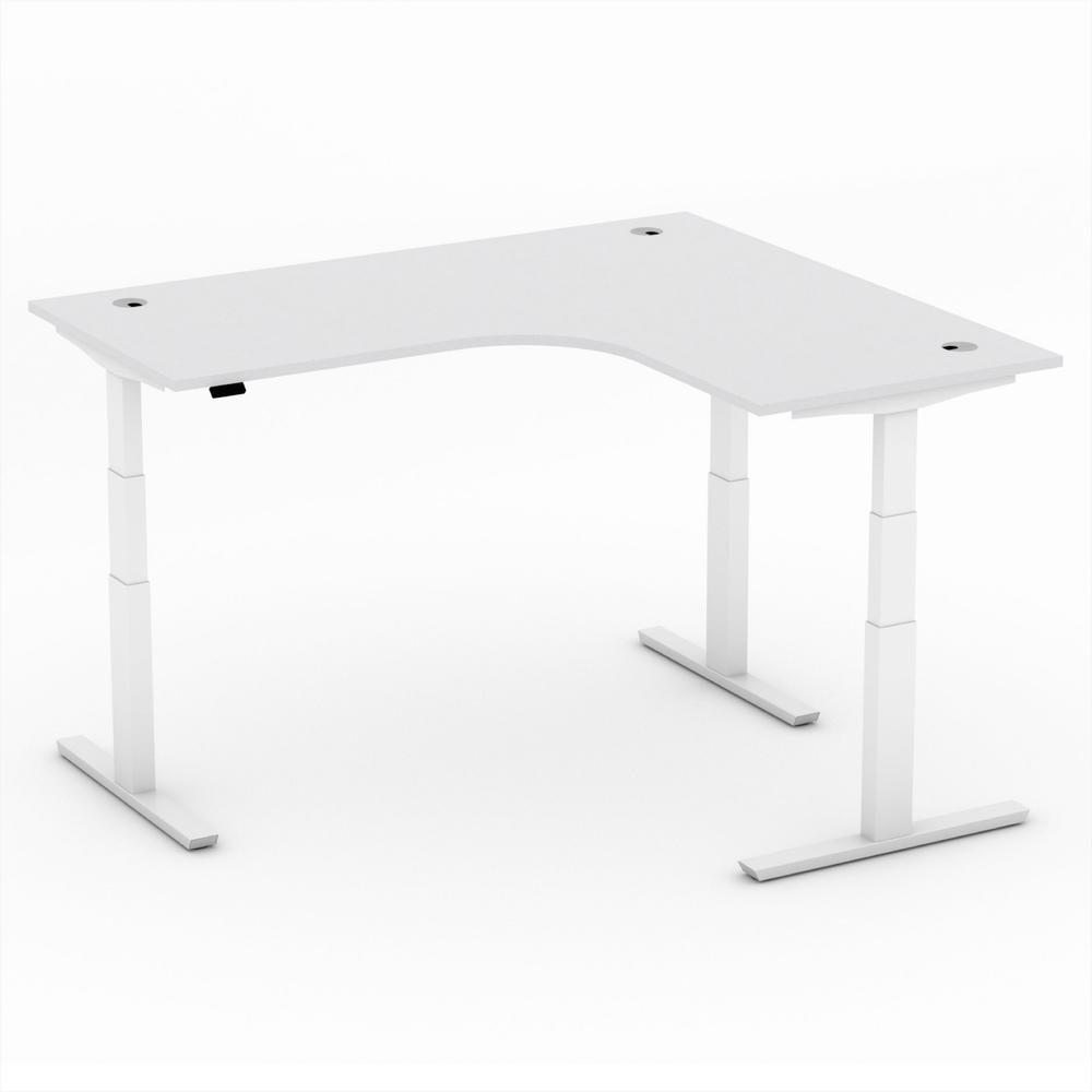 XXL-zit-/stabureautafel jumbo PROFI MODUL | lichtgrijs | wit | hoekbureau rechtszijdig