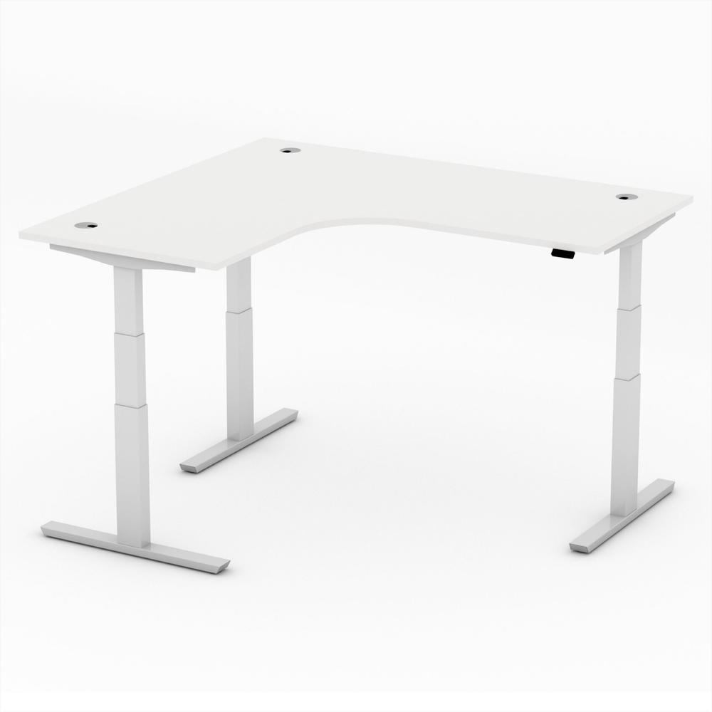 Verstelbare hoekbureau PROFI MODUL | wit | aluzilver | hoekbureau linkszijdig