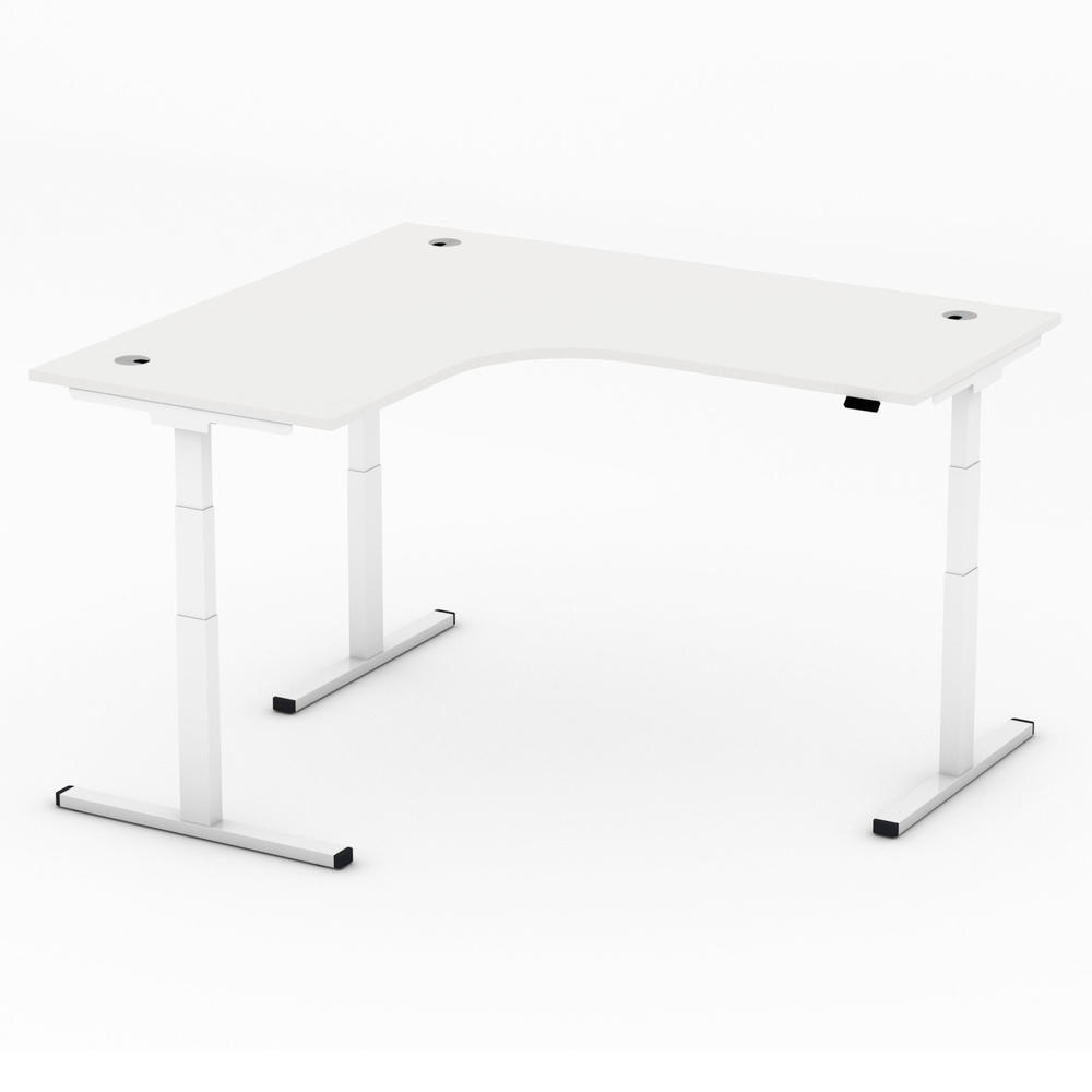 Verstelbare hoektafel XXL MULTI MODUL-PRO | wit | wit | hoekbureau linkszijdig
