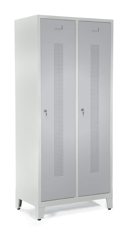 Garderobekasten SYSTEEM SP1 met poten | aluzilver RAL 9006 | met poeten | 400 | cilinderslot
