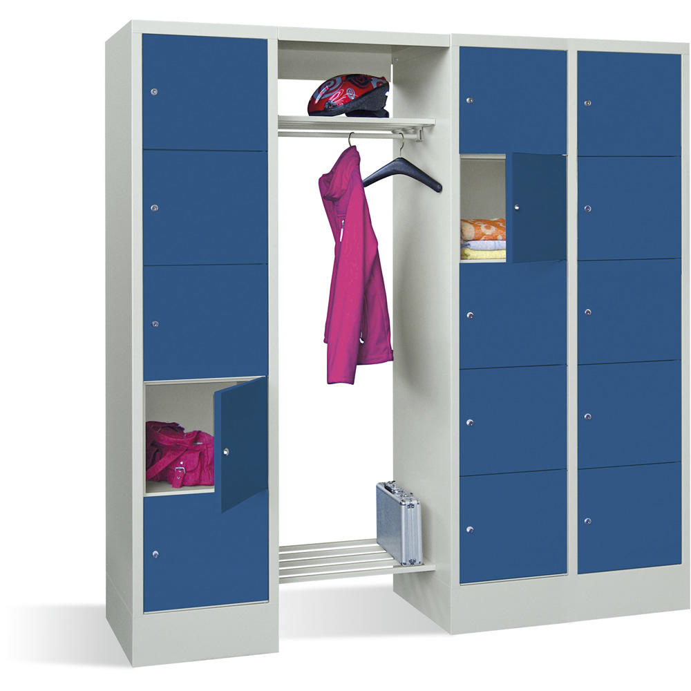 Garderobe met lockerkasten BASIC | gentiaanblauw RAL 5010 | 400 | 2 | 15