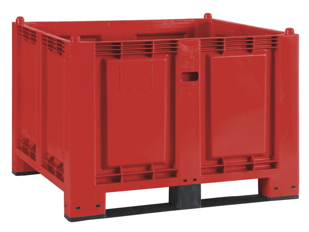 Transportbak, groot | rood | 2 skids, bodem en wanden gesloten