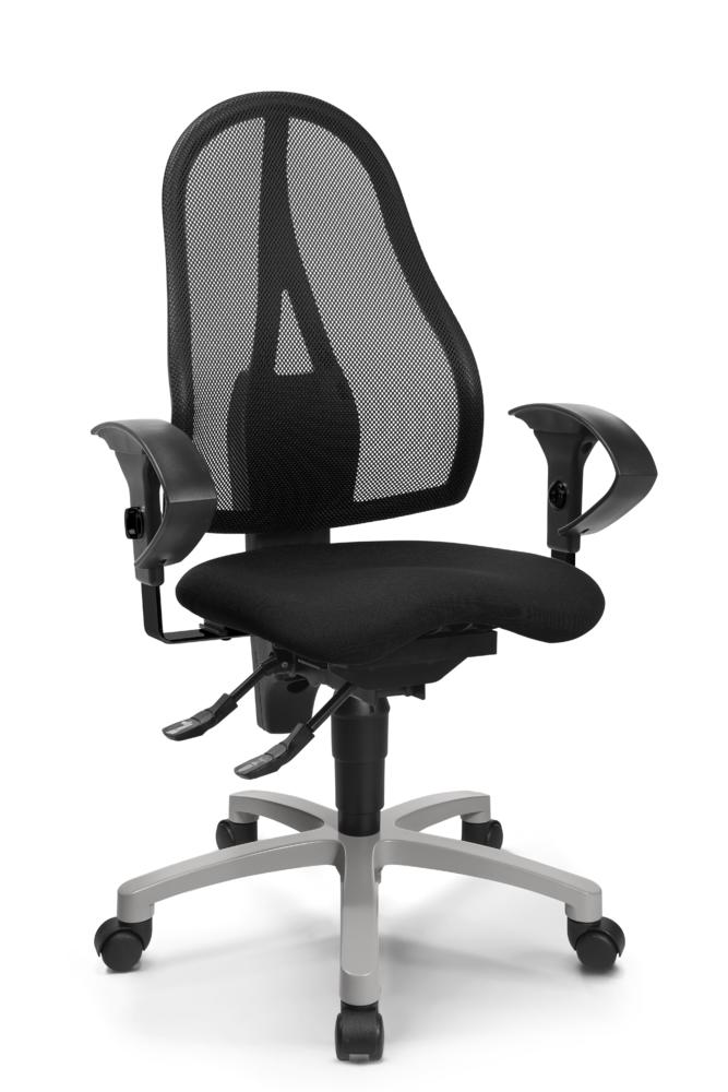 Bürostuhl SITNESS 40 NET mit Armlehnen | zwart/zwart | aluzilver