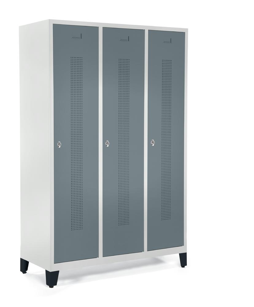 Garderobekasten SYSTEEM SP1 met poten | blauwgrijs RAL 7031 | met poeten | 400 | cilinderslot