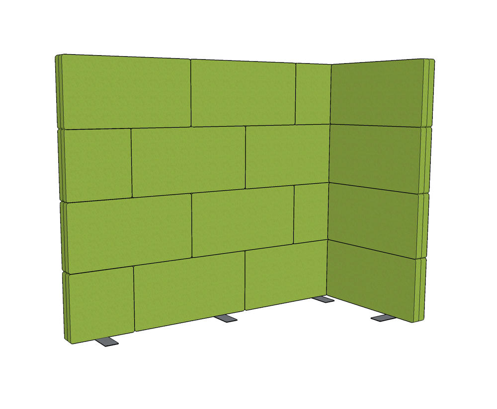 Modulaire visuele en akoestische afscherming LUCA, | groen | 1600 | 2000