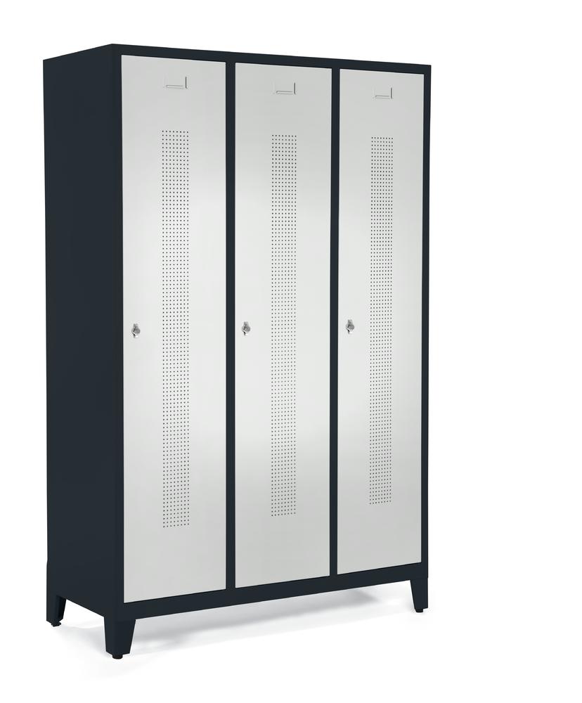 Garderobekasten SYSTEEM SP1 met poten | lichtgrijs RAL 7035 | met poeten | 400 | haak- en oogslot